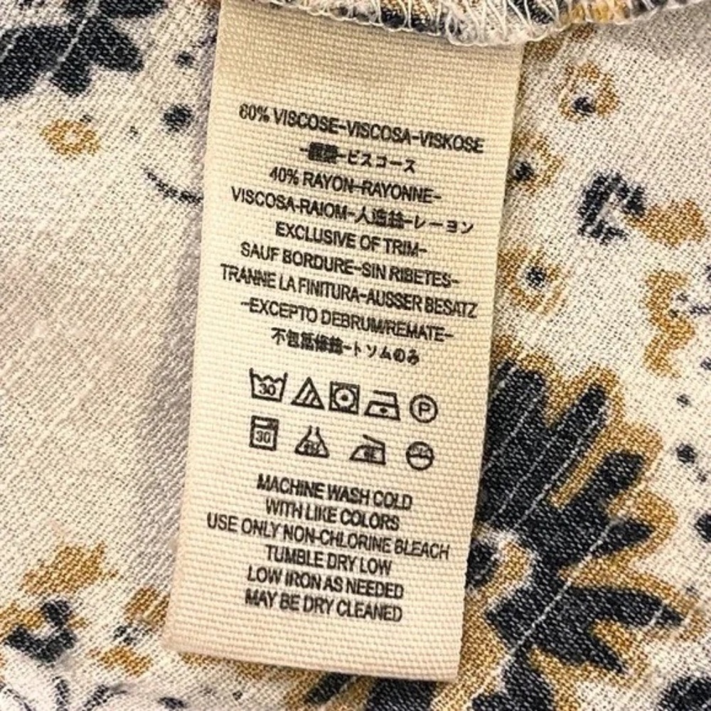 Free People Tough Love Shirt Dress Womens‎ Ivory Floral Wrap Midi Long Sleeve 8 - Picture 8 of 12